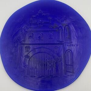 Felipe Derflingher Feder's Cobalt Blue Glass Spanish Mission Suncatcher 12" tall